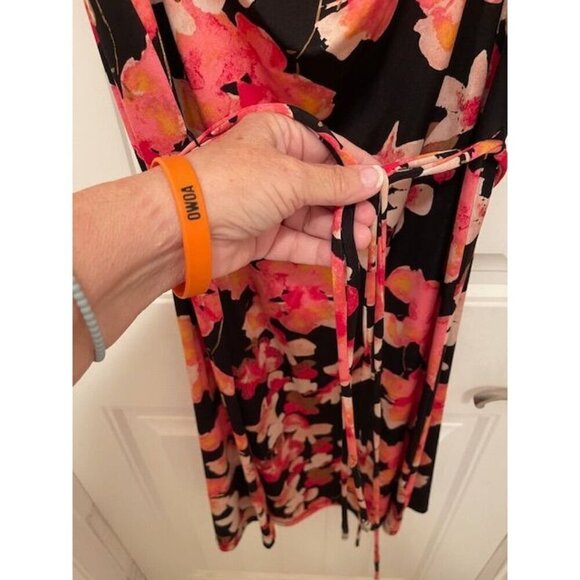 Dana Buchman Black Tie With Pink‎ Floral Dress OX Polyester & Spandex - Picture 3 of 13